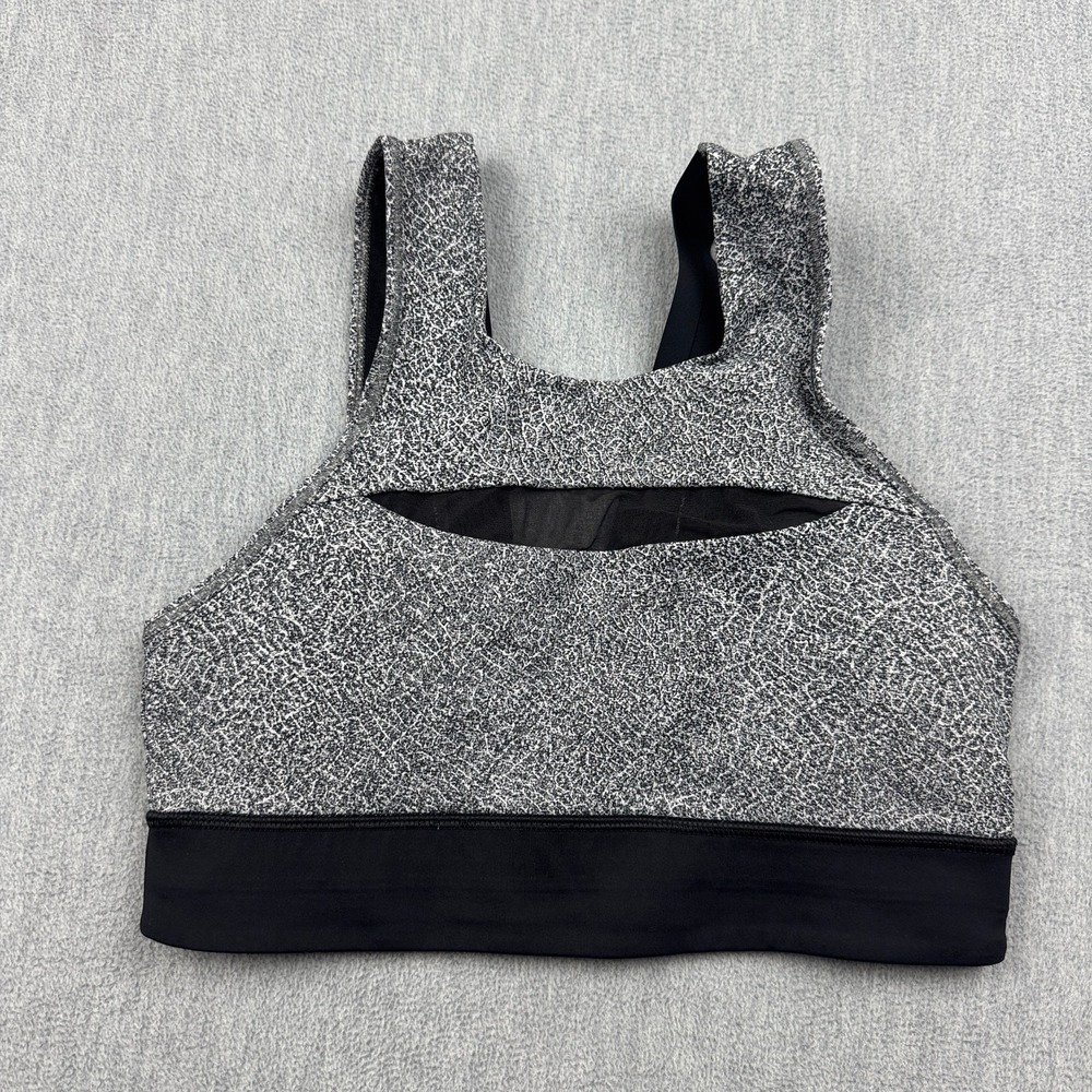 Lululemon Sports Bra Womens 6 Gray Run The Day Yoga Athletic Gym Active W2AKPS